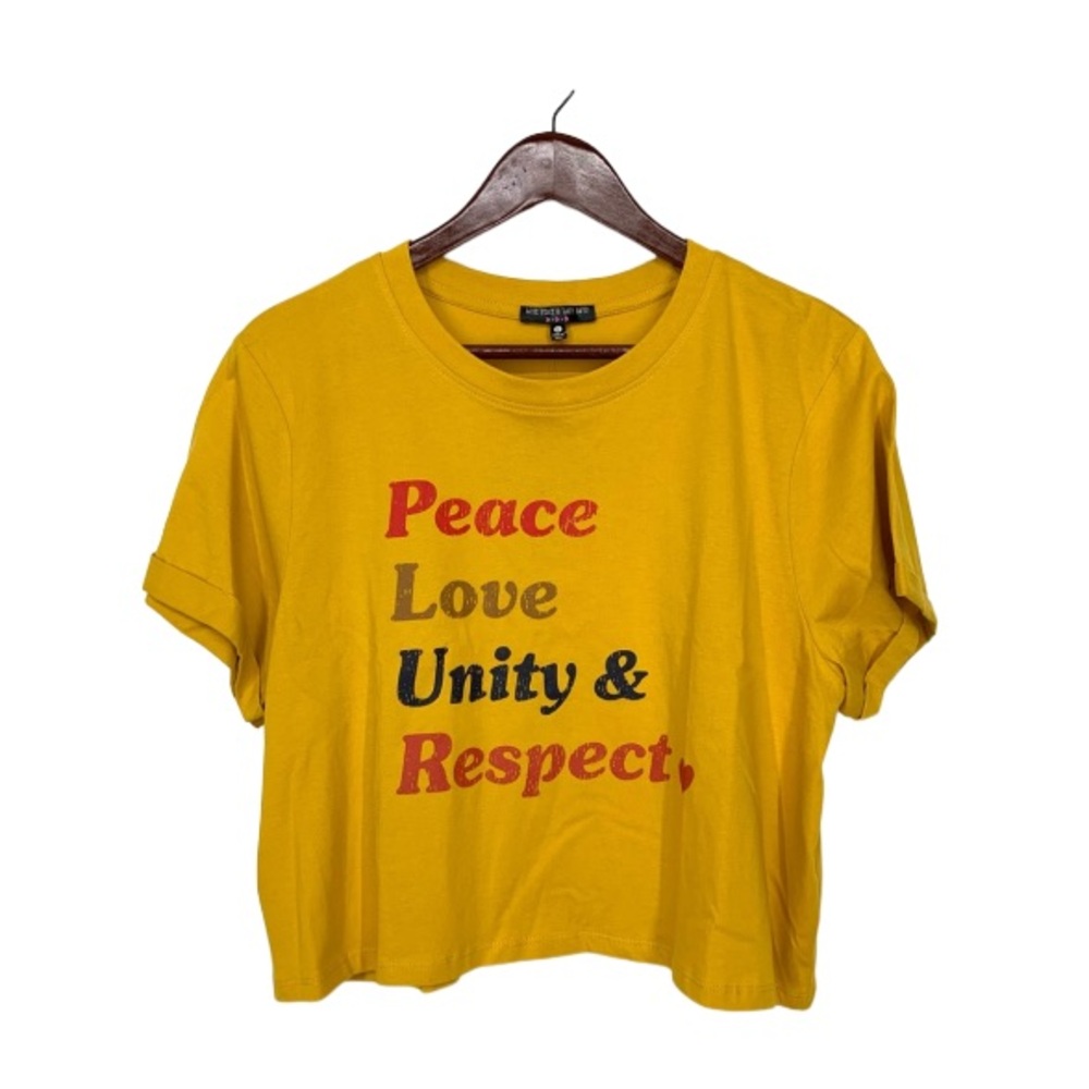 Leaving My Closet In December Peace Love Unity & Respect Mustard Hippie Crop Tee
